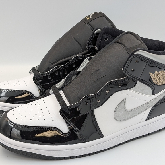 Air Jordan 1 Mid SE Black Patent Silver White | Men’s Size 10.5 | No Box Lid - Picture 3 of 8